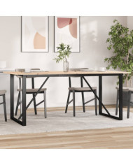 Table à manger cadre en O 180x90x75 cm bois de pin massif acier | Mobilier & Déco