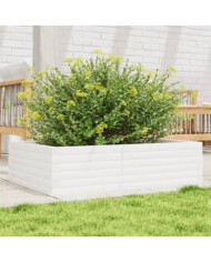 Jardinière blanc 90x60x23 cm bois de pin massif | Mobilier & Déco