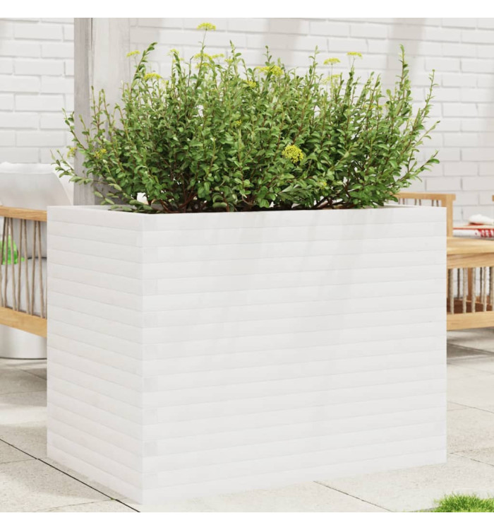 Jardinière blanc 90x60x68,5 cm bois de pin massif | Mobilier & Déco