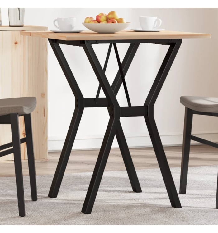 Table à manger cadre en Y 70x70x75 cm bois de pin massif acier | Mobilier & Déco