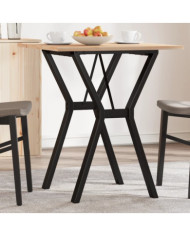 Table à manger cadre en Y 70x70x75 cm bois de pin massif acier | Mobilier & Déco