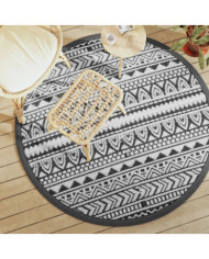 Tapis d'extérieur ARAKIL noir Ø160 cm PP | Mobilier & Déco