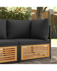 Canapé d'angle de jardin avec coussins bois massif d'acacia | Mobilier & Déco