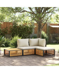 Salon de jardin avec coussins 4 pcs bois d'acacia massif | Mobilier & Déco