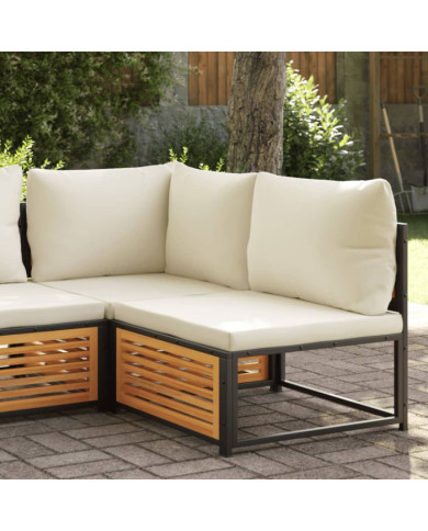 Canapé de jardin sans accoudoirs coussins bois massif d'acacia | Mobilier & Déco