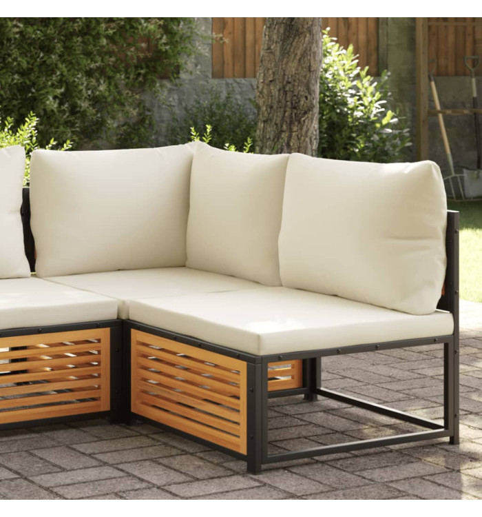 Canapé de jardin sans accoudoirs coussins bois massif d'acacia | Mobilier & Déco