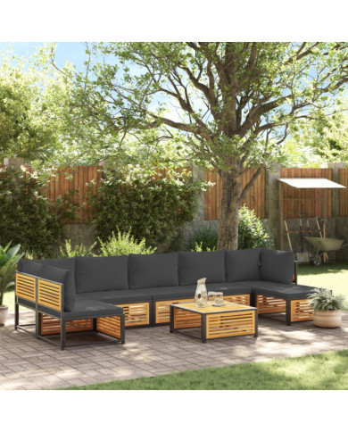 Salon de jardin avec coussins 8 pcs bois massif d'acacia | Mobilier & Déco