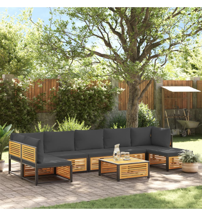 Salon de jardin avec coussins 8 pcs bois massif d'acacia | Mobilier & Déco