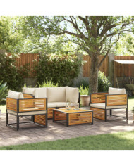Salon de jardin avec coussins 5 pcs Bois d'acacia solide | Mobilier & Déco