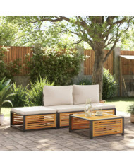 Salon de jardin avec coussins 4 pcs bois d'acacia massif | Mobilier & Déco