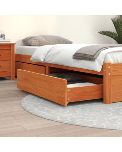 Tiroirs de lit 4 pcs cire marron bois de pin massif | Mobilier & Déco