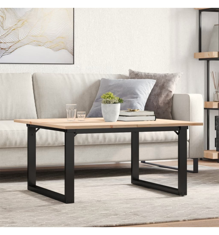 Table basse cadre en O 90x90x45 cm bois de pin massif et acier | Mobilier & Déco
