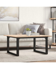 Table basse cadre en O 90x90x45 cm bois de pin massif et acier | Mobilier & Déco