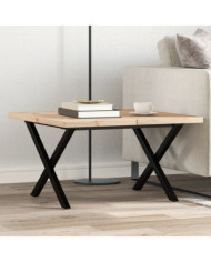 Table basse cadre en X 60x60x40,5cm bois de pin massif et acier | Mobilier & Déco