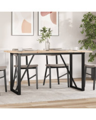 Table à manger cadre en O 160x80x75,5 cm bois pin massif acier | Mobilier & Déco