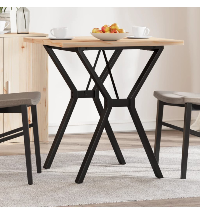 Table à manger cadre en Y 70x70x75,5cm bois de pin massif acier | Mobilier & Déco