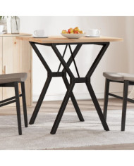 Table à manger cadre en Y 70x70x75,5cm bois de pin massif acier | Mobilier & Déco