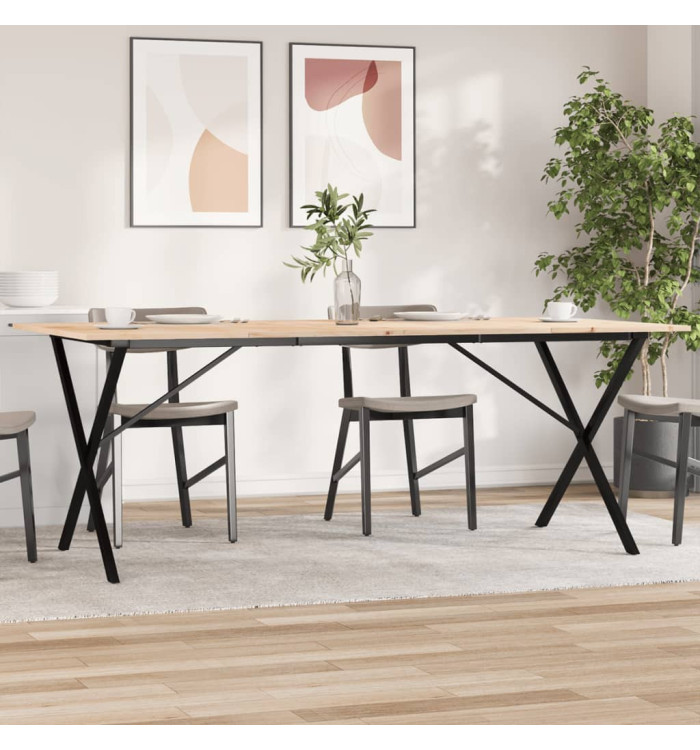 Table à manger cadre en X 200x100x75cm bois de pin massif acier | Mobilier & Déco
