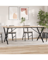 Table à manger cadre en X 200x100x75cm bois de pin massif acier | Mobilier & Déco