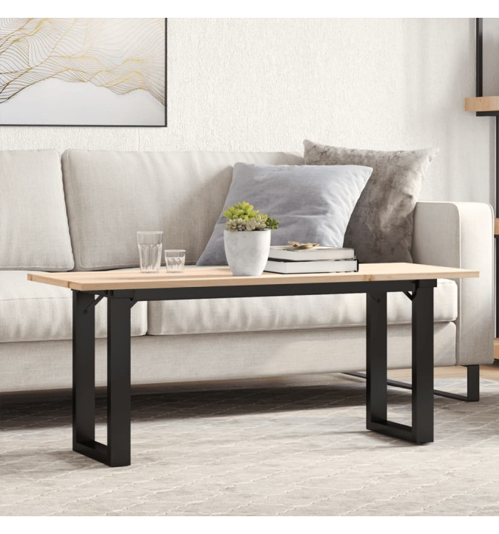 Table basse cadre en O 110x40x45 cm bois de pin massif et acier | Mobilier & Déco