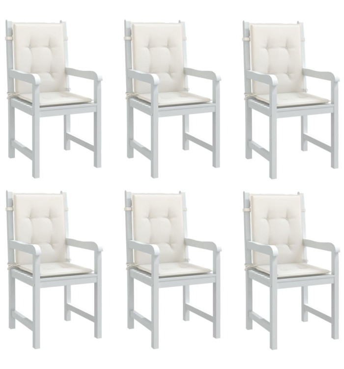 Coussins de chaise à dossier bas lot de 6 crème mélangé tissu | Mobilier & Déco
