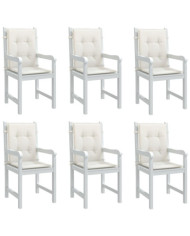 Coussins de chaise à dossier bas lot de 6 crème mélangé tissu | Mobilier & Déco
