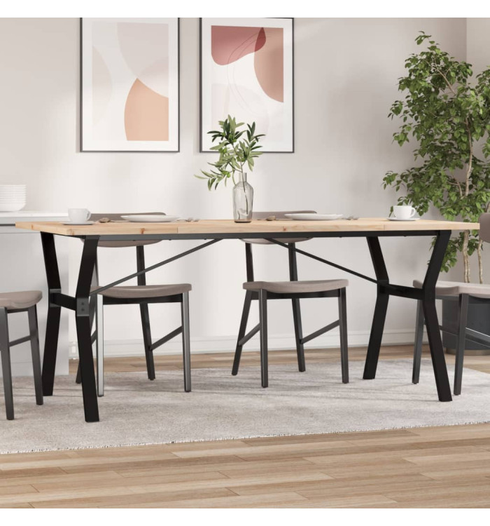 Table à manger cadre en Y 180x90x75,5 cm bois pin massif acier | Mobilier & Déco