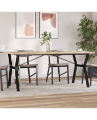 Table à manger cadre en Y 180x90x75,5 cm bois pin massif acier | Mobilier & Déco