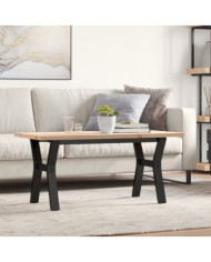 Table basse cadre en Y 100x50x45,5 cm bois de pin massif acier | Mobilier & Déco