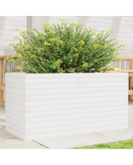Jardinière blanc 90x40x46 cm bois de pin massif | Mobilier & Déco