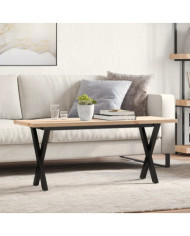 Table basse cadre en X 110x40x45,5 cm bois de pin massif acier | Mobilier & Déco