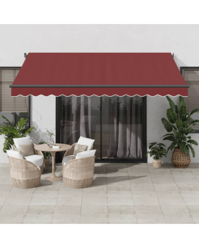 Auvent manuel rétractable avec LED bordeaux 400x300 cm | Mobilier & Déco