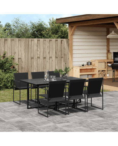 Ensemble à manger de jardin 7 pcs noir textilène | Mobilier & Déco