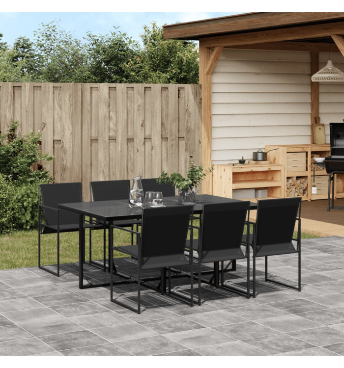 Ensemble à manger de jardin 7 pcs noir textilène | Mobilier & Déco