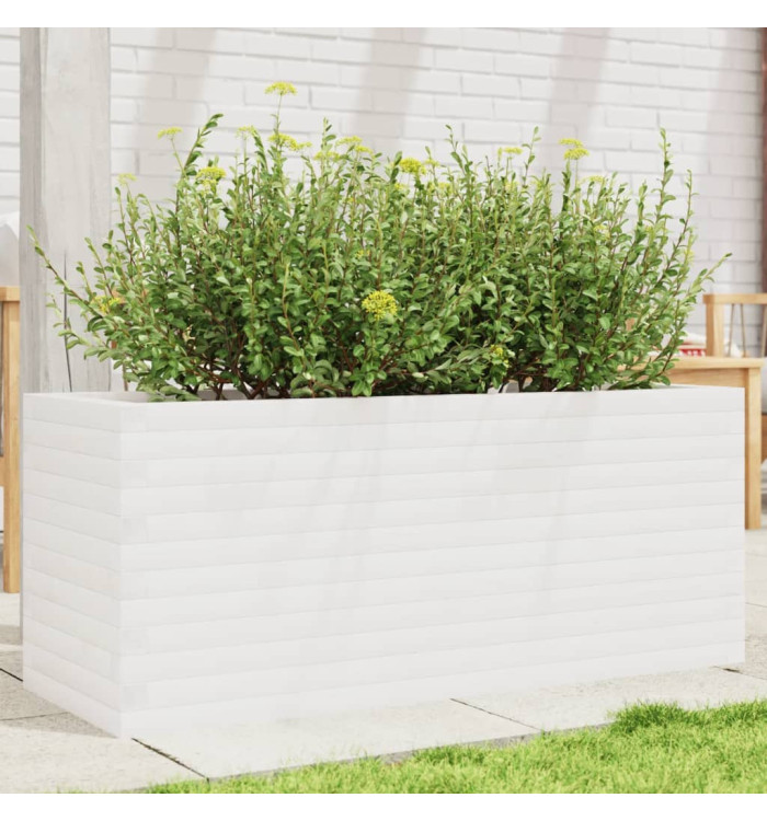 Jardinière blanc 110x40x45,5 cm bois de pin massif | Mobilier & Déco