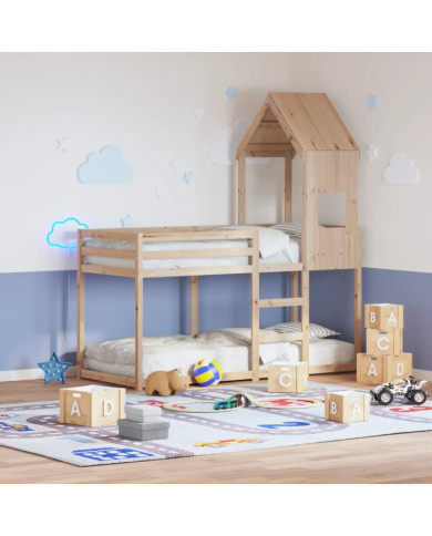 Lit superposé sans matelas 75x190 cm bois de pin massif | Mobilier & Déco