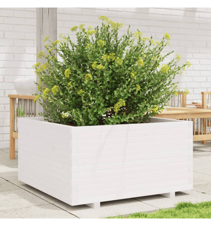 Jardinière blanc 90x90x49,5 cm bois de pin massif | Mobilier & Déco