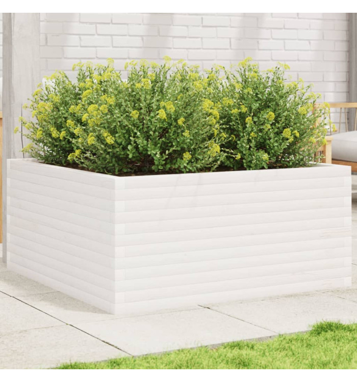 Jardinière blanc 100x100x46 cm bois de pin massif | Mobilier & Déco