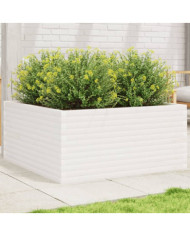 Jardinière blanc 100x100x46 cm bois de pin massif | Mobilier & Déco