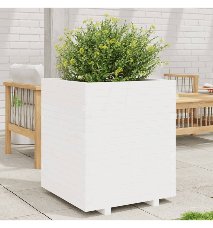 Jardinière blanc 60x60x72,5 cm bois de pin massif | Mobilier & Déco