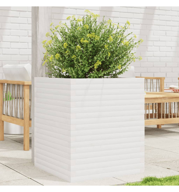 Jardinière blanc 60x60x68,5 cm bois de pin massif | Mobilier & Déco