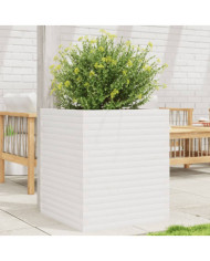 Jardinière blanc 60x60x68,5 cm bois de pin massif | Mobilier & Déco
