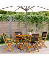 Chaises de jardin pliantes lot de 4 noir bois d'acacia massif | Mobilier & Déco