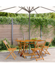 Chaises de jardin pliantes lot de 4 taupe tissu et bois massif | Mobilier & Déco