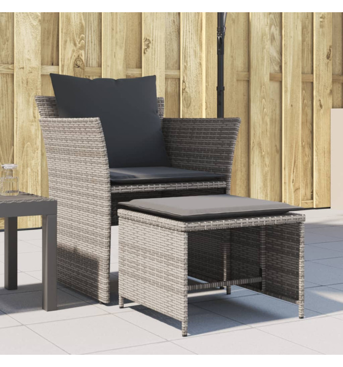 Chaise de jardin avec tabouret gris résine tressée | Mobilier & Déco
