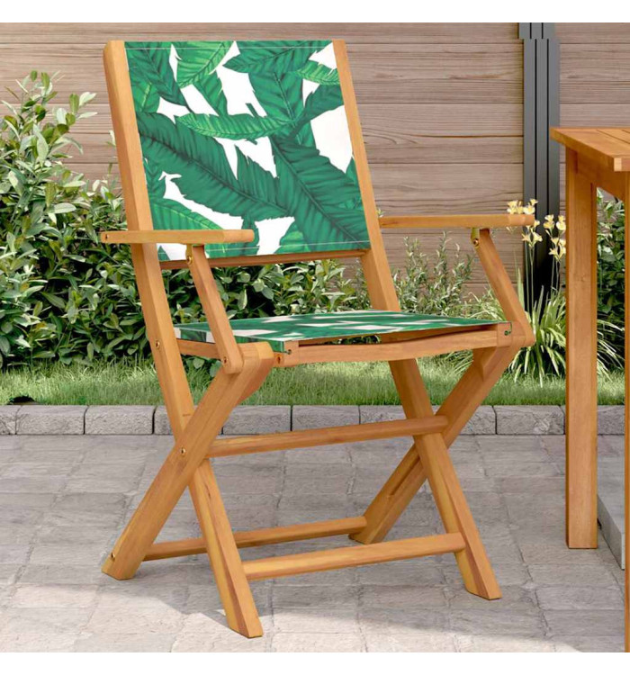 Chaises de jardin lot de 2 motif de feuilles acacia et tissu | Mobilier & Déco