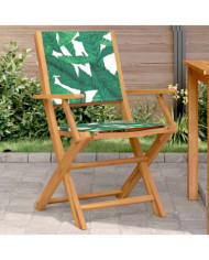 Chaises de jardin lot de 2 motif de feuilles acacia et tissu | Mobilier & Déco