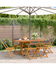 Chaises de jardin pliantes lot de 6 tissu et bois massif | Mobilier & Déco