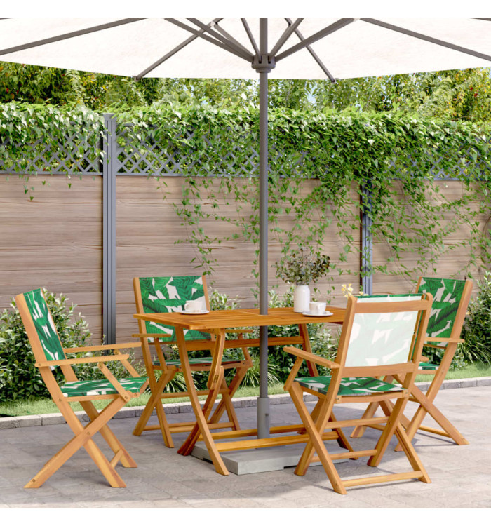 Chaises de jardin pliantes lot de 4 vert tissu et bois massif | Mobilier & Déco