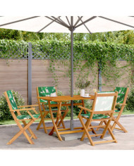 Chaises de jardin pliantes lot de 4 vert tissu et bois massif | Mobilier & Déco